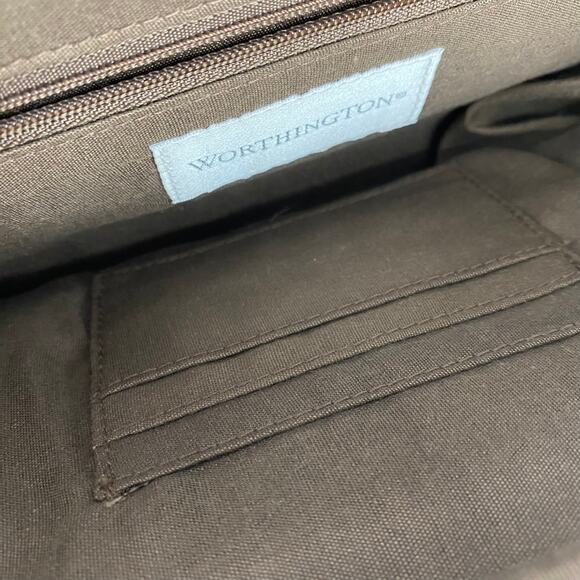 Vintage Worthington Tweed Bag Framed Clutch Brown Kiss Lock Old Money Gold Chain - Picture 6 of 6